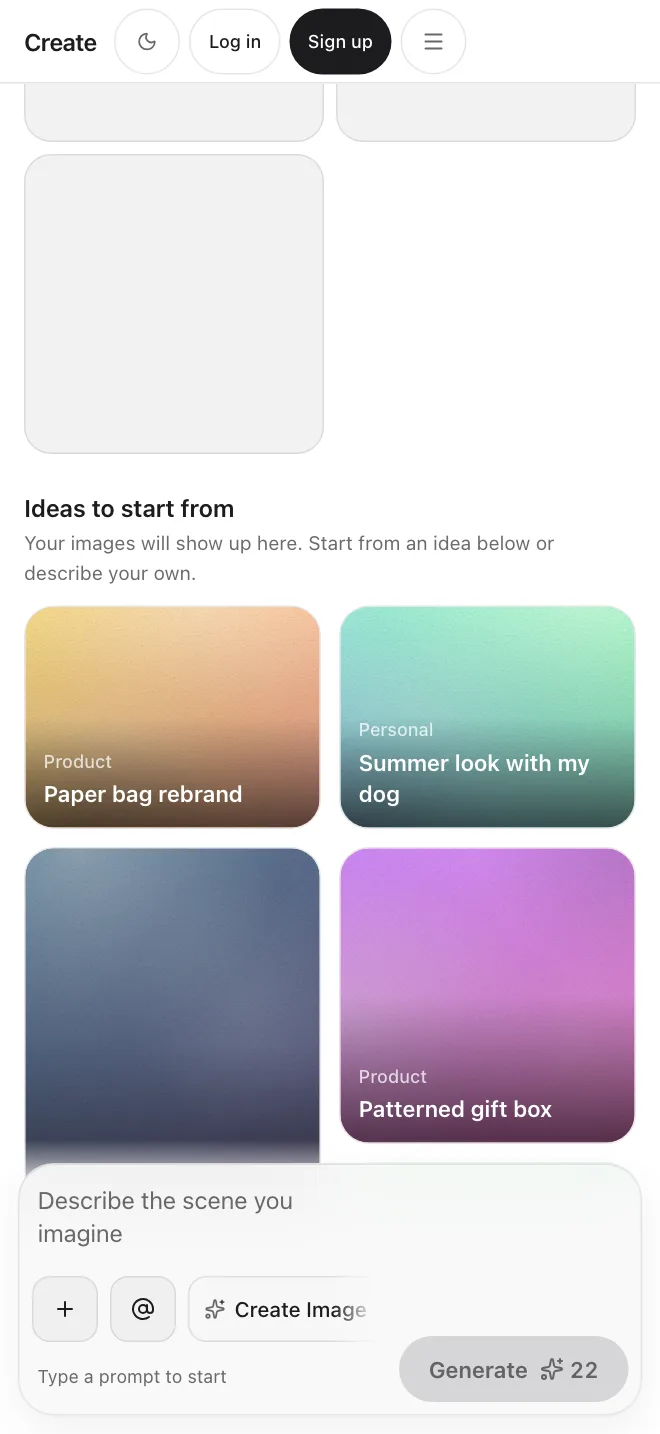 Create app screen: Ideas to start from on the Image tool